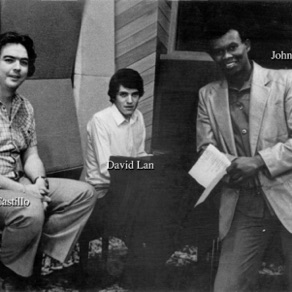 1982 - Johnny Laboriel Eugenio Castillo and David Lan at Golden Studios, recording Madera en la Piel, a song fro the Festival OTI 1982.